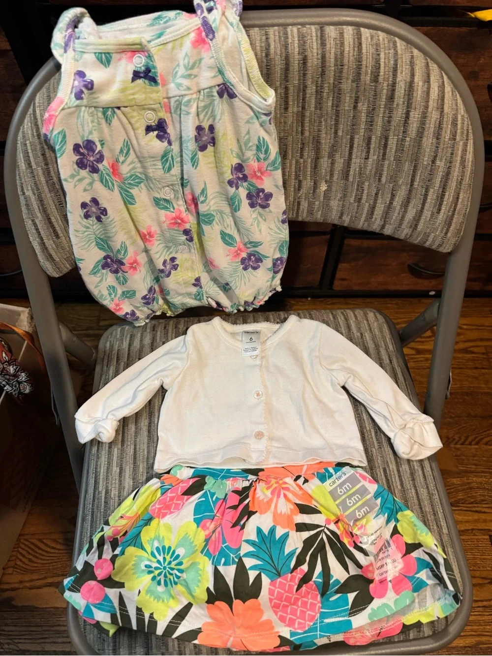 Carter's White Baby Onesie lot of 2 tropical vibe 6-9 months items